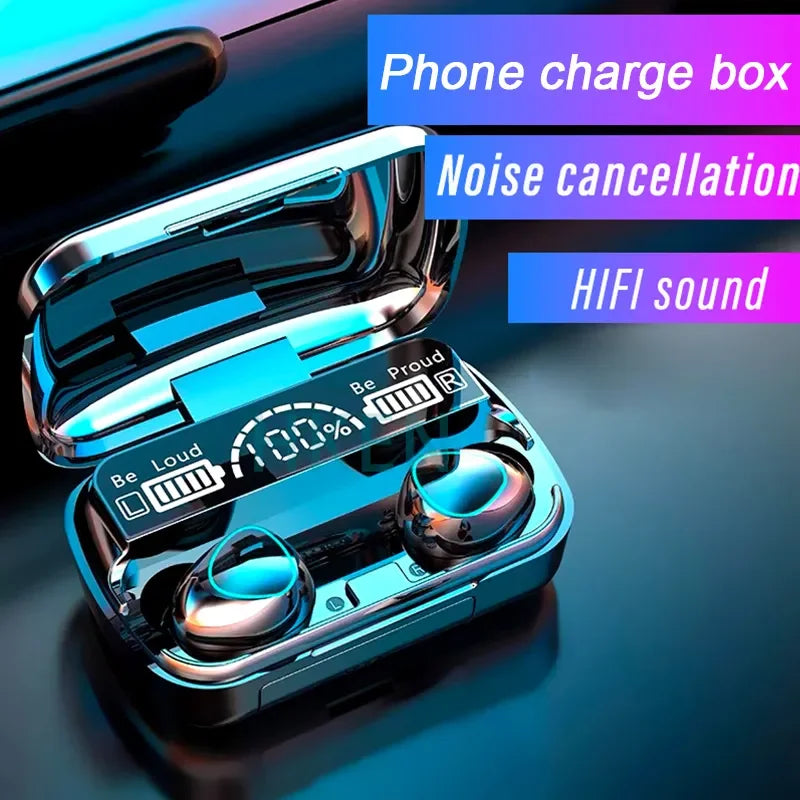 Fones De Ouvido Sem fio, Bluetooth - TWS Wireless Bluetooth Headset - Com Caixa De Carga, Telefone com Cancelando de Ruído e Microfone.