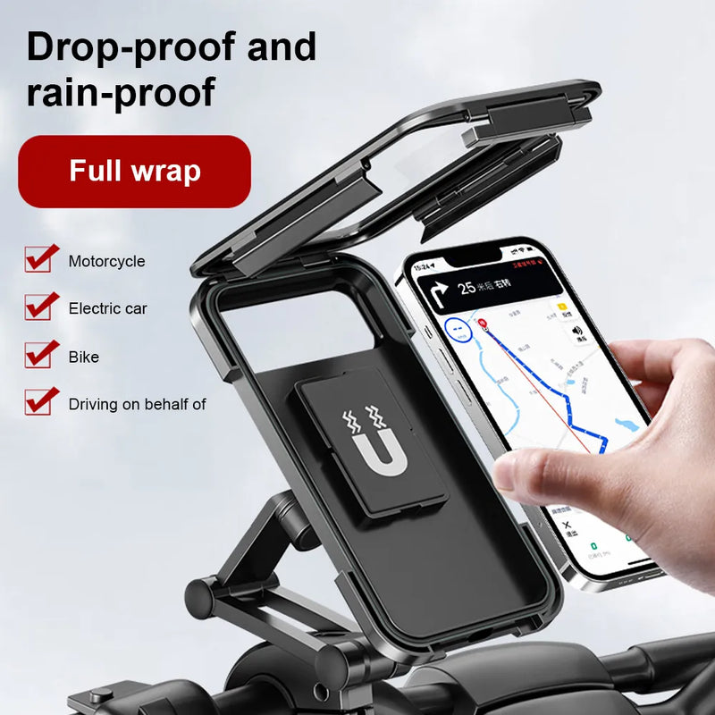 Suporte universal para celular na motocicleta. Á PROVA D’ÁGUA.  Ajustável com Rotação de 360 °.