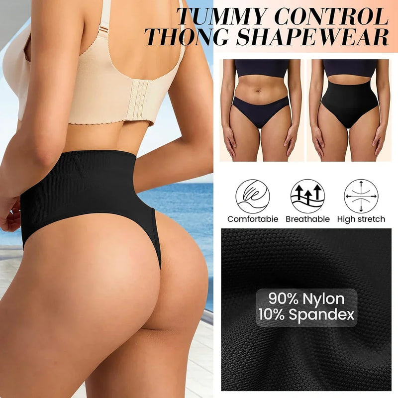 Tanga modeladora de cintura alta sem costura, controle o shape da barriga.