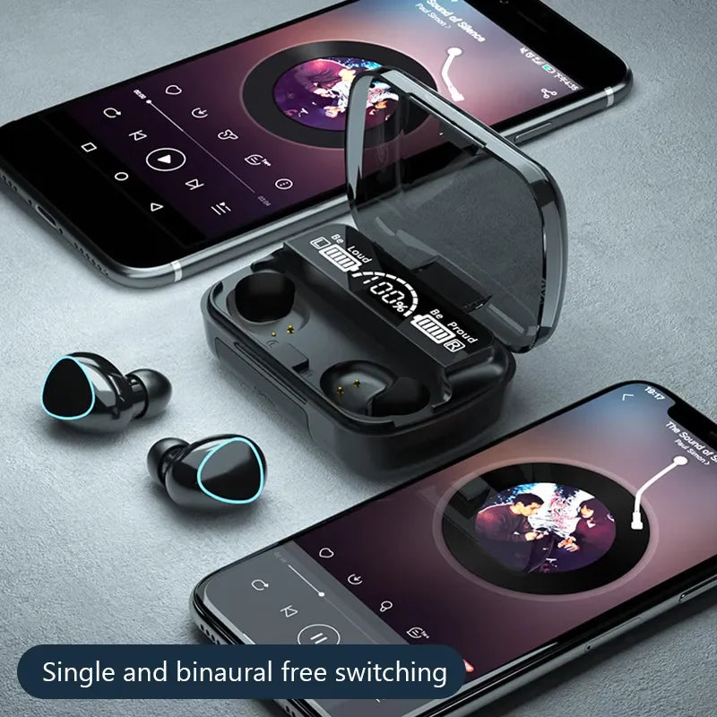 Fones De Ouvido Sem fio, Bluetooth - TWS Wireless Bluetooth Headset - Com Caixa De Carga, Telefone com Cancelando de Ruído e Microfone.