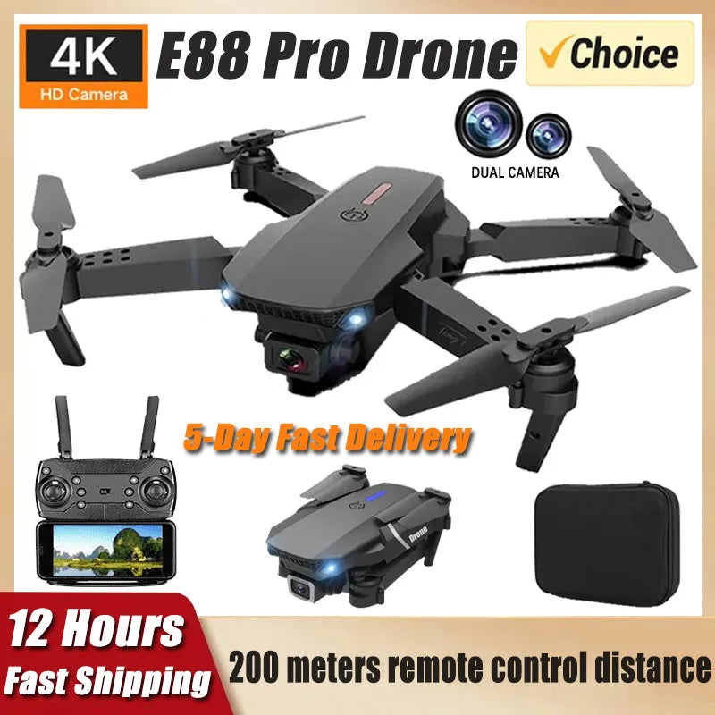 Novo E88pro rc drone 4k professinal com 1080p grande angular câmera dupla hd dobrável