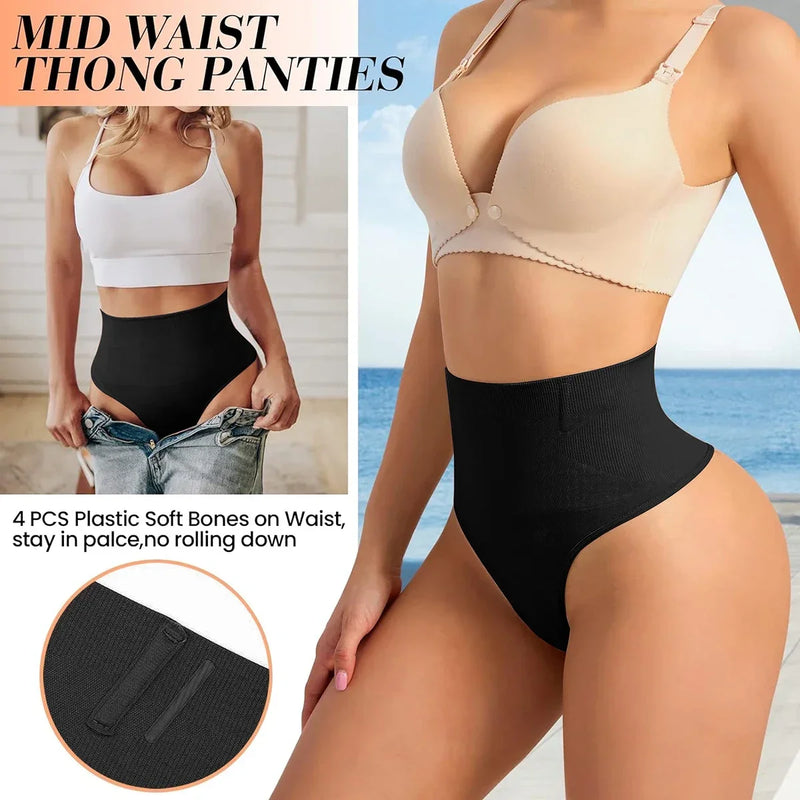 Tanga modeladora de cintura alta sem costura, controle o shape da barriga.