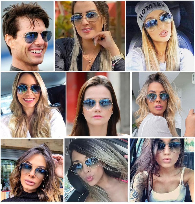 Original Ray-ban  Aviador Azul Claro Degradê Armação Dourada